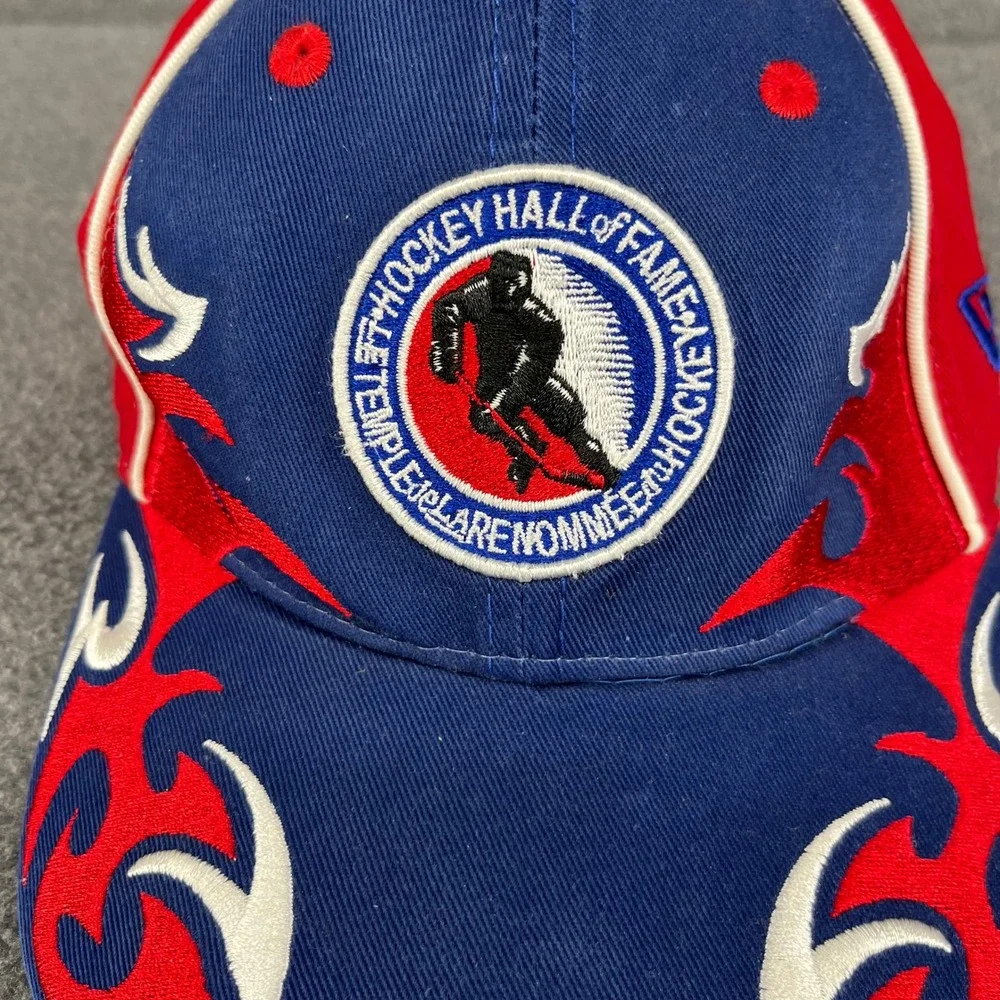 New‎ Era 9FORTY Hockey Hall of Fame Hat Youth Blue Red Flame Embroidered Cap NHL